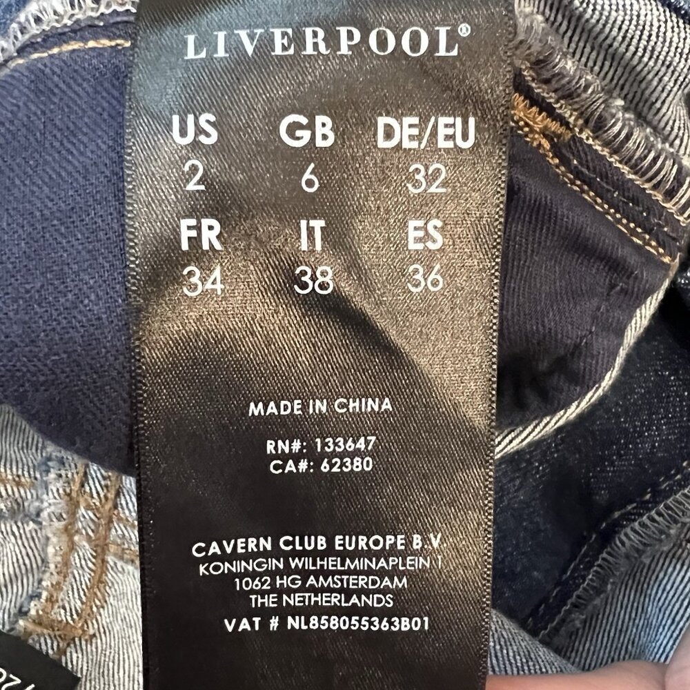 Liverpool Womens Straight Pencil Denim Skirt Size 2/26 Blue Flat Stretch Pockets - Picture 7 of 8